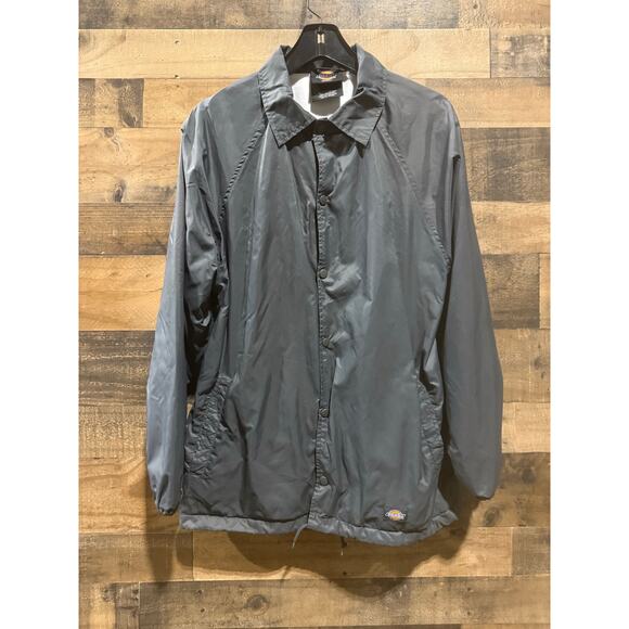 Dickies Men’s Snap Front Nylon Coaches Jacket – Grey – Size Small - Picture 5 of 10